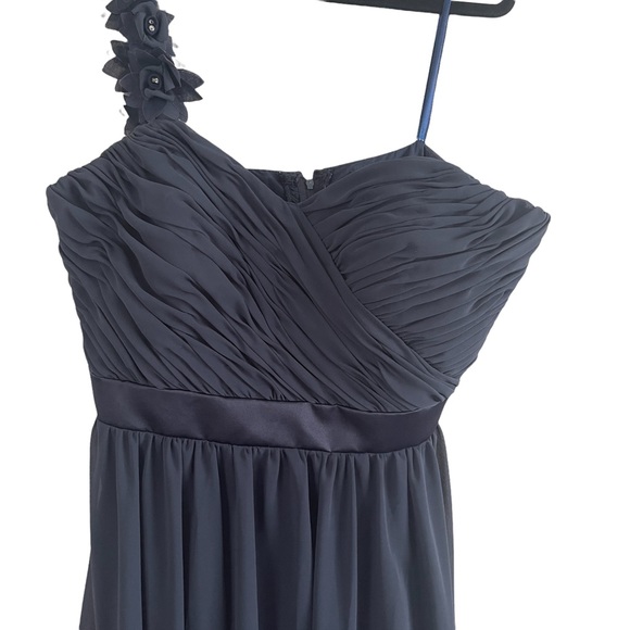 Mori Lee | Navy Blue Formal One Strap Dress Sz 13/14 - Picture 4 of 11